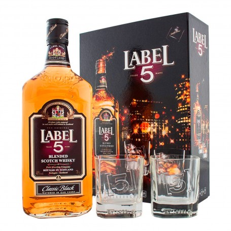 Whisky Label 5 con Vaso